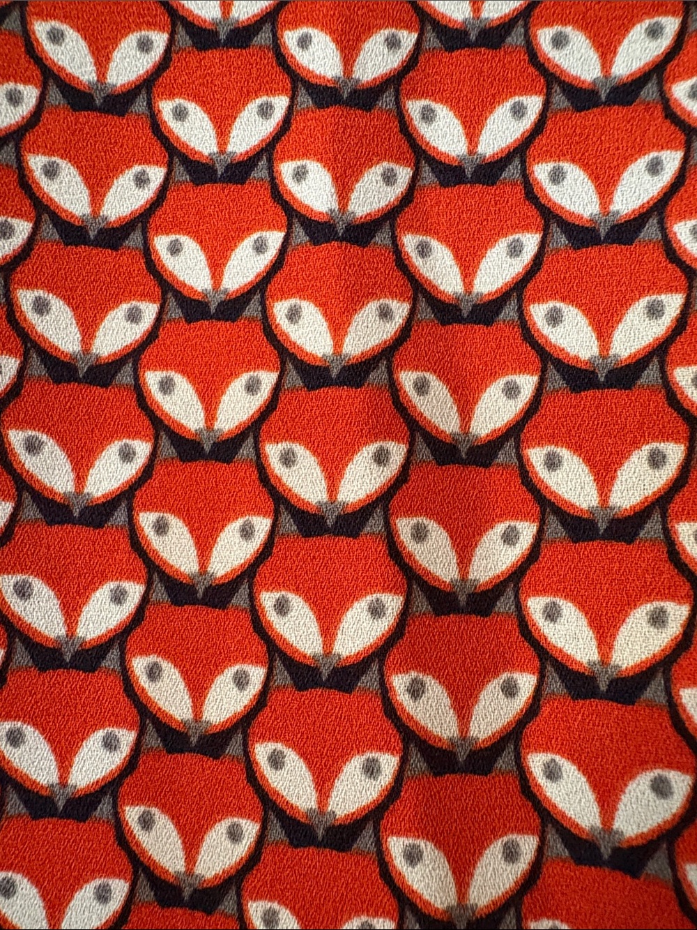 The Limited Fox Face Print Fabric — Red, White, Black Pattern